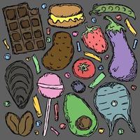 Lebensmittel-Symbole. Vektor-Lebensmittel-Hintergrund vektor