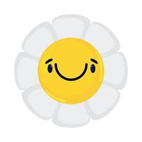 söt blomma leende emoji vektor