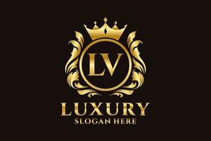 Royal Luxury Logo-Vorlage mit anfänglichem lv-Buchstaben in Vektorgrafiken für luxuriöse Branding-Projekte und andere Vektorillustrationen. vektor