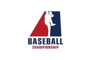 bokstaven a med baseball logotyp design. vektor designmallelement för sportlag eller företagsidentitet.
