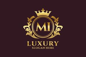 Royal Luxury Logo-Vorlage mit anfänglichem Mi-Buchstaben in Vektorgrafiken für luxuriöse Branding-Projekte und andere Vektorillustrationen. vektor