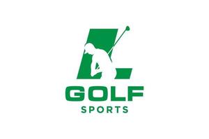 alfabetet bokstav ikon logotyp l för golf logo design vektor mall, vektor etikett för golf, logotyp för golfmästerskap, illustration, kreativ ikon, designkoncept