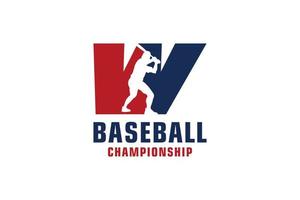 bokstaven w med baseball logotyp design. vektor designmallelement för sportlag eller företagsidentitet.
