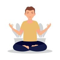 ung håller på med meditation yoga vektor