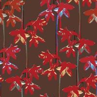 sömlös växter mönster bakgrund med röd vinblommor , hälsning kort eller tyg vektor