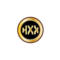 kreatives hxx-buchstaben-logo-design mit goldenem kreis vektor