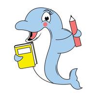 söt delfin djur- tecknad serie illustration vektor