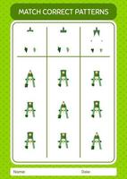Match-Muster-Spiel mit Bogenkompass. arbeitsblatt für vorschulkinder, kinderaktivitätsblatt vektor