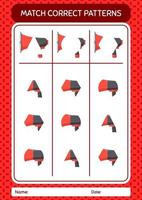 Match-Pattern-Spiel mit Hornlautsprechern. arbeitsblatt für vorschulkinder, kinderaktivitätsblatt vektor