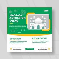 Madrasa-Zulassung Social-Media-Post-Template-Design vektor