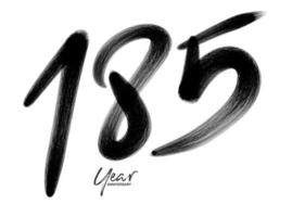 185 år årsdag firande vektor mall, 185 siffra logotyp design, 185:e födelsedag, svart text tal borsta teckning hand dragen skiss, siffra logotyp design vektor illustration