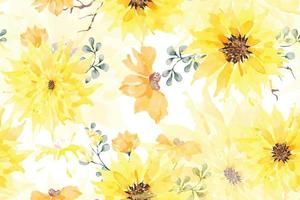 nahtloses muster der sonnenblume gemalt mit wasserfarben. entworfen für stoff luxuriös und tapeten, vintage-stil. handgezeichnetes blumenmuster. blumenhintergrund. vektor