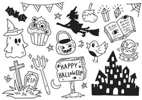 Halloween-Doodle-Objekte Vektorillustration für Banner vektor