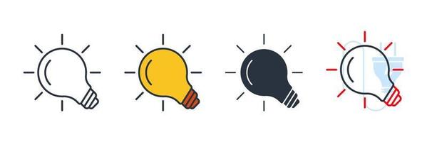 Glühbirne Symbol Logo Vektor Illustration. Ideenzeichen, Lösung, Denkkonzept. Symbolvorlage für elektrische Lampen für die Grafik- und Webdesign-Sammlung