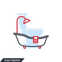 badkar ikon logotyp vektor illustration. badkar tecken symbol mall för grafisk och webb design samling
