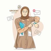 Muslimische Geschäftsfrau im Hijab sieht wütend aus vektor