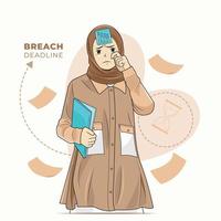 Muslimische Geschäftsfrau im Hijab sieht traurig aus Vektorillustration kostenloser Download vektor