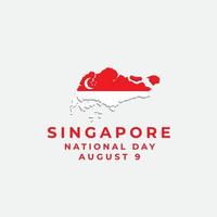 singapore nationell dag med flagga och Karta av singapore logotyp vektor ikon symbol illustration design