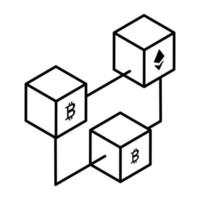 ein bearbeitbares Liniensymbol der Blockchain vektor