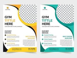 business gym fitness flyer gelb und himmel farbdesign unternehmensvorlagendesign für jahresbericht unternehmensbroschürenabdeckung kostenloser vektor