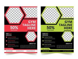 företag Gym kondition flygblad röd och grön Färg design företags- mall design för årlig Rapportera företag folder omslag företag affisch layout, företag flygblad, banderoller vektor