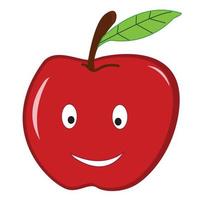 röd äpple tecknad serie roligt vektor
