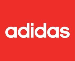 adidas namn symbol logotyp vit kläder design ikon abstrakt fotboll vektor illustration med röd bakgrund