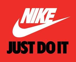Nike-Logo weiß und einfach tun Symbol schwarz mit Namen Kleidung Design-Symbol abstrakte Fußball-Vektor-Illustration mit rotem Hintergrund vektor