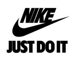 Nike-Logo und tun Sie es einfach Symbol schwarz mit Namen Kleidung Design-Symbol abstrakte Fußball-Vektor-Illustration mit weißem Hintergrund vektor