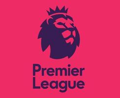 Premier League Symbol Logo mit Namen lila Design England Fußball Vektor europäische Länder Fußballmannschaften Illustration mit rosa Hintergrund