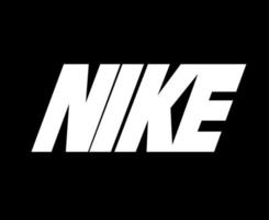 Nike logotyp namn vit kläder design ikon abstrakt fotboll vektor illustration med svart bakgrund