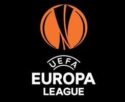 europa liga logotyp symbol vit och orange design fotboll vektor europeisk länder fotboll lag illustration med svart bakgrund