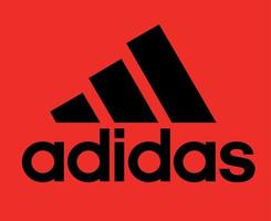 adidas logotyp svart symbol med namn kläder design ikon abstrakt fotboll vektor illustration med röd bakgrund