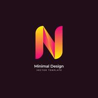 n brev minimal logotyp mall. vektor illustration