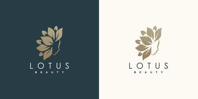 skönhet logotyp med lotus begrepp premie vektor