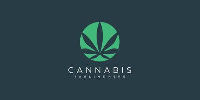 cannabis logotyp med kreativ begrepp premie vektor