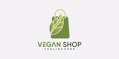 veganes Shop-Icon-Logo für Unternehmen mit kreativem Konzept-Premium-Vektor vektor