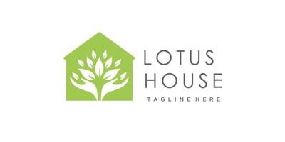 Lotus-Haus-Logo-Design mit kreativem Konzept-Premium-Vektor vektor