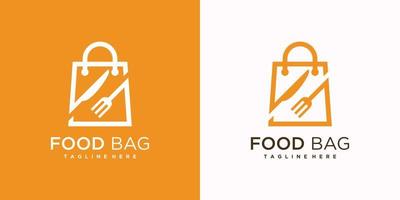 mat väska logotyp design med kreativ modern begrepp premie vektor