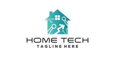 smart house symbol logo design digitale elektronik chip control home logo konzept symbol premium vektor