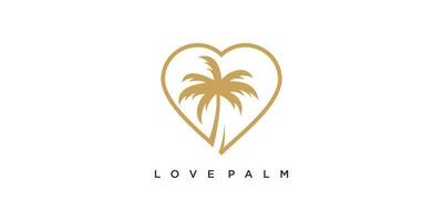 Palm-Logo-Design mit kreativem Liebeskonzept-Premium-Vektor vektor