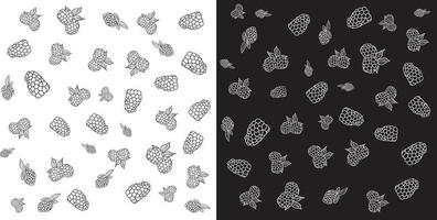 linie kunst einer schwarzen johannisbeere illustration von blackberry.full frame shot von blackberry muster. Schwarz-Weiß-Darstellung von Brombeere. vektor