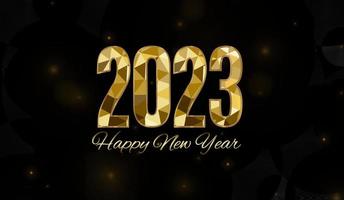 2023 Lycklig ny år bakgrund design. vykort, baner, affisch. vektor illustration.önskar du Lycklig ny år 2021 rader, handskriven text, typografi, design, gnistrande, guld, stjärna.