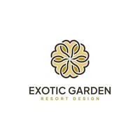 luxuriöse goldfarbene Blumen-Logo-Vorlage vektor