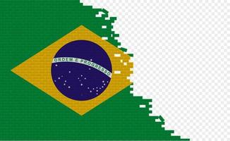 Brasilien flagga på bruten tegel vägg. tömma flagga fält av annan Land. Land jämförelse. lätt redigering och vektor i grupper.