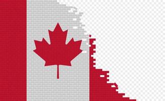 kanada flagga på bruten tegel vägg. tömma flagga fält av annan Land. Land jämförelse. lätt redigering och vektor i grupper.