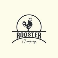 Emblem und Logo-Vektor-Icon-Design im Vintage-Hahn-Stil. huhn, tierschablonenillustration vektor