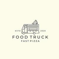 Food Truck oder Street Food Line Art Style Logo Vektor Icon Design Template Illustration