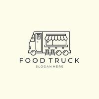 minimalistische Food Truck Line Art Style Logo Vektor Icon Design Template Illustration. Fast-Food-Logo