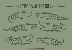 Tecknade alligatorhanddragningssatser vektor